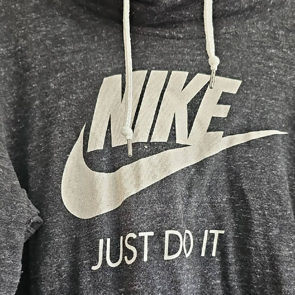 Nike Hoodie Shirt Kids Charcoal White Logo Large Long Sleeve Youth